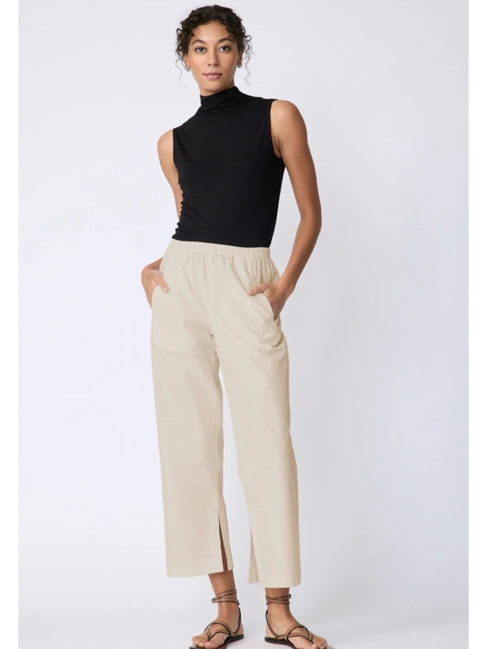Kal Rieman Split Hem Capri in Sand Sz Small